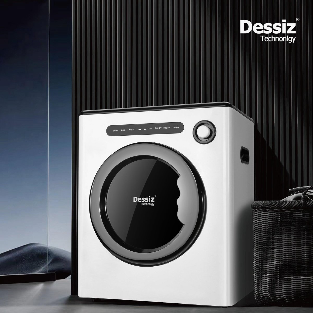 Dessiz 11lb Portable clothes dryer, compact size 1.6cu.ft, Smart Digital Control -White - Dessiz